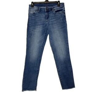 Kut from the Kloth Crop Straight Leg Denim Blue Jeans Size‎ 4 Raw Hem Cropped